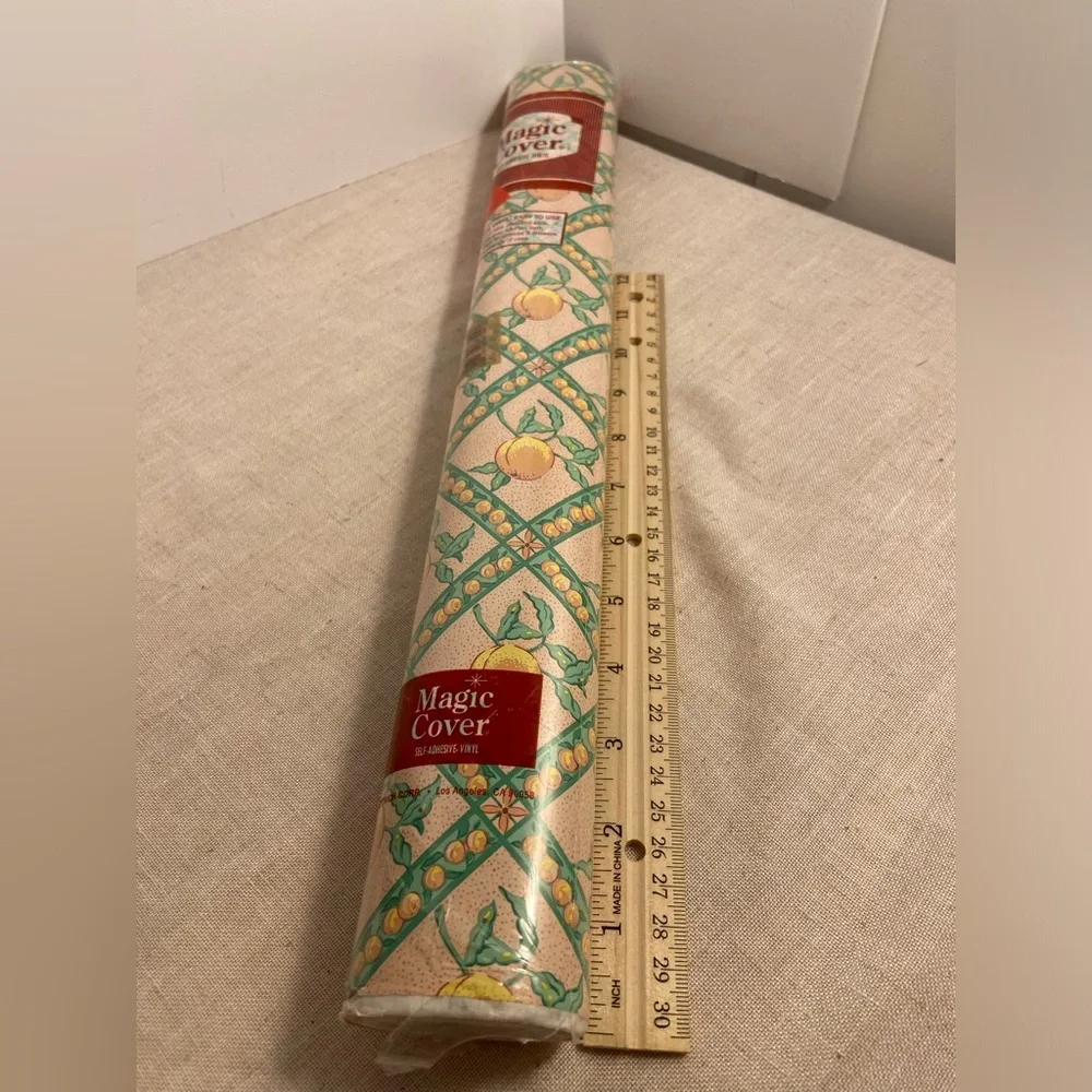 Vintage Magic Cover roll vinyl contact paper peaches pink argyle vinyl paper